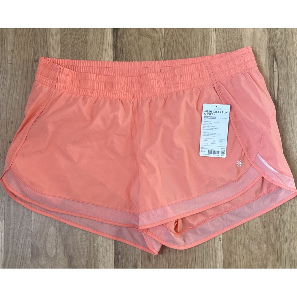 NWT Athleta Shorts Women's XL Coral Mesh Racer Run 4" Gym Athleisure $49